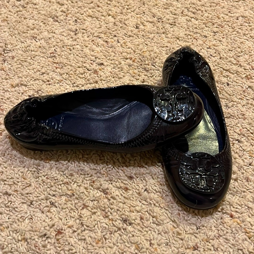 Tory Burch Reva Ballet Flats - Navy Patent Leather